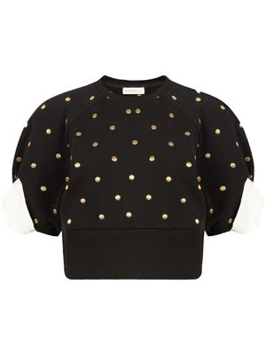 Nina Ricci logo-embroidery cotton crop top - Black