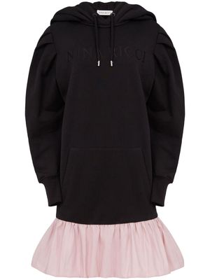Nina Ricci logo-print cotton sweatshirt minidress - Black