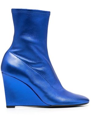 Nina Ricci metallic wedge-heeled boots - Blue
