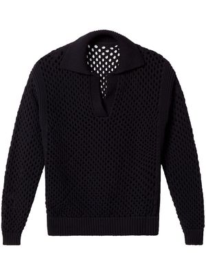 Nina Ricci open-knit spread-collar jumper - Black