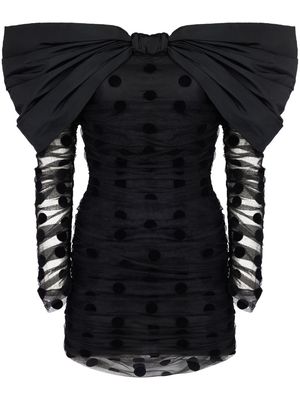 Nina Ricci oversized-bow neckline tulle dress - Black