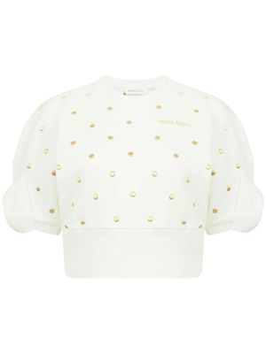 Nina Ricci polka dot-embroidered cropped sweatshirt - White
