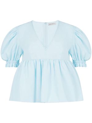 Nina Ricci puff-sleeve cotton blouse - Blue