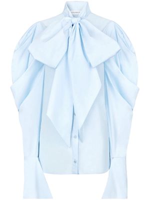 Nina Ricci pussy bow-collar cotton blouse - Blue
