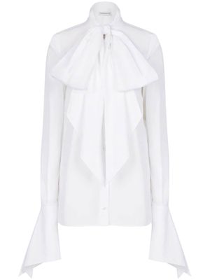 Nina Ricci pussy-bow collar cotton shirt - White