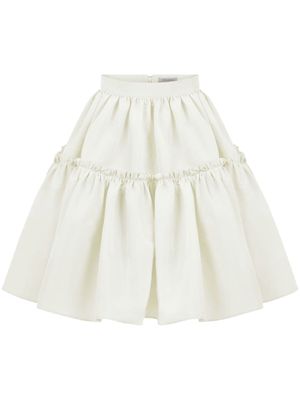Nina Ricci ruffle-trim taffeta skirt - White