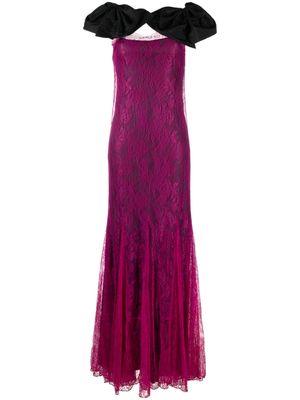 Nina Ricci ruffled-shoulders floral-lace dress - Pink