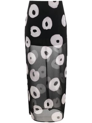 Nina Ricci semi sheer printed skirt - Black