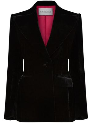 Nina Ricci single-breasted velvet blazer - Black