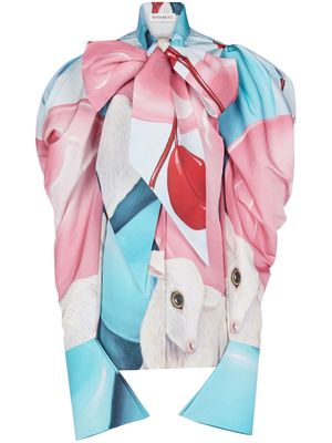 Nina Ricci The Apple and the Lamb-print silk blouse - Pink