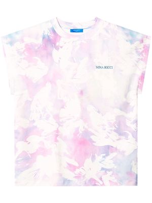 Nina Ricci tie-dye cropped T-shirt - White