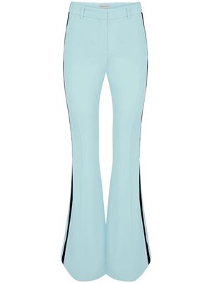 Nina Ricci velvet-trim flared trousers - Blue