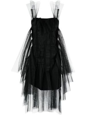 Nina Ricci woven-detail tulle midi dress - U9000 - BLACK