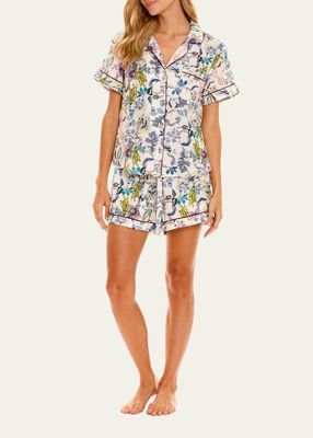 Nina Short Floral-Print Linen Pajama Set