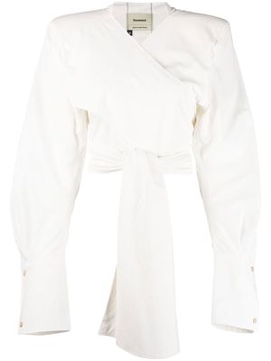 Ninamounah cropped wrap-around style blouse - White