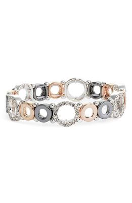 Nine West Crystal Circle Bead Stretch Bracelet in Silver