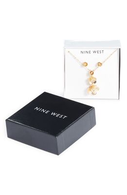 Nine West Crystal Flower Pendant & Stud Earrings Set in Gold