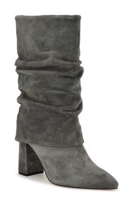 Nine West Francis Foldover Slouch Pointed Toe Bootie in Dark Grey