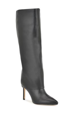 Nine West Radish Foldover Pointed Toe Knee High Boot in Blk01