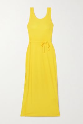 Ninety Percent - Twren Belted Ribbed Stretch-tencel Jersey Maxi Dress - Yellow