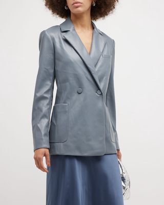 Nisha Boxy Vegan Leather Blazer