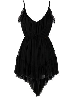NISSA asymmetric silk mini dress - Black