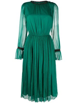 NISSA bead-embellished silk midi dress - Green