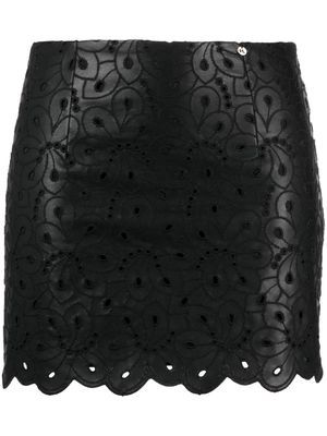 NISSA broderie-anglaise high-waist skirt - Black