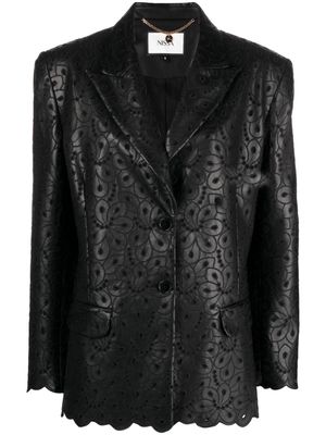 NISSA broderie-anglaise single-breasted blazer - Black