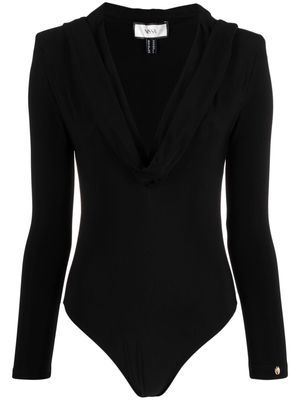 NISSA cowl-neck hooded bodysuit - Black