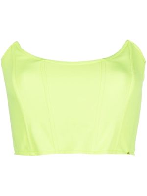 NISSA cropped zip-fastening corset top - Green