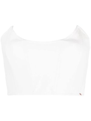 NISSA cropped zip-fastening corset top - White
