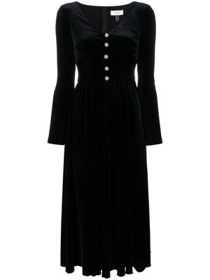 NISSA crystal-buttons velvet dress - Black