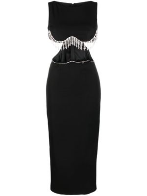 NISSA crystal-embellished cut-out dress - Black