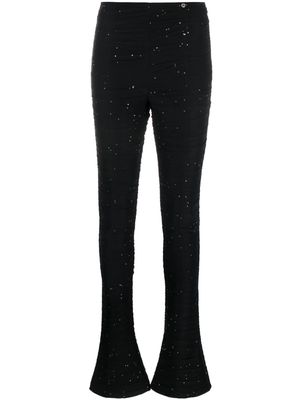 NISSA crystal-embellished flared trousers - Black