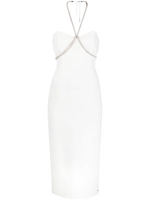 NISSA crystal-embellished halterneck dress - White