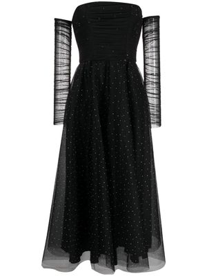 NISSA crystal-embellished off-shoulder dress - Black