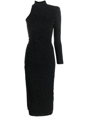 NISSA crystal-embellished one-shoulder midi dress - Black