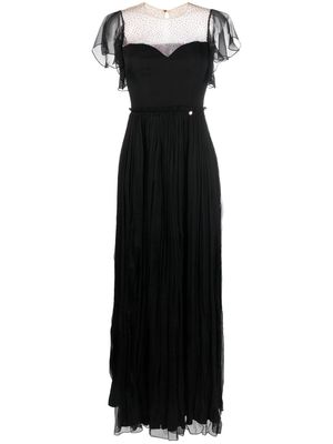 NISSA crystal-embellished pleated silk dress - Black