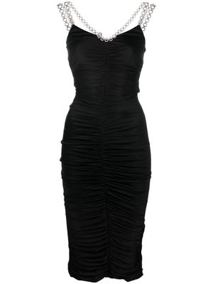 NISSA crystal-embellished ruched dress - Black
