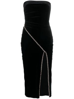 NISSA crystal-embellished velvet midi dress - Black