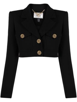 NISSA double-breasted cropped blazer - Black