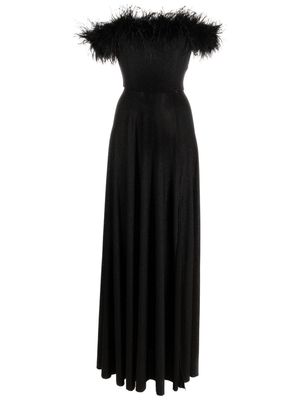 NISSA feather-detailing glitter bandeau dress - Black