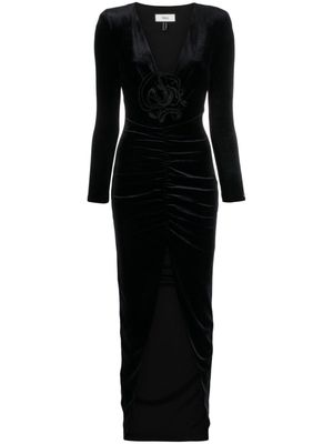 NISSA floral-detail V-neck maxi dress - Black