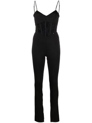 NISSA floral-lace corset jumpsuit - Black