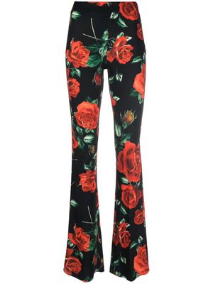 NISSA floral-print flared trousers - Black