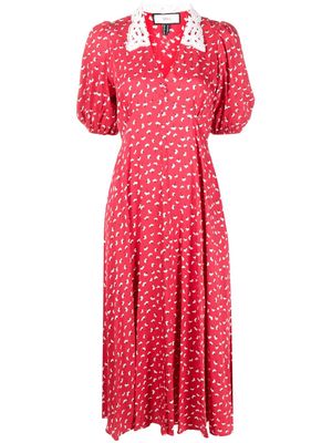 NISSA floral-print midi dress - Red