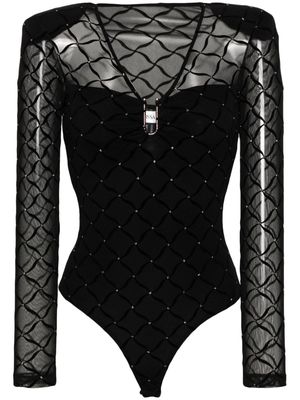 NISSA glitter-detailed bodysuit - Black