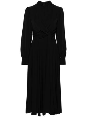 NISSA knot-detail draped midi dress - Black