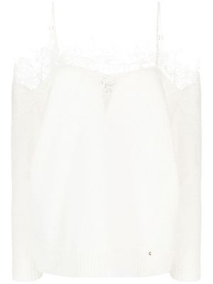 NISSA lace-detail long-sleeve top - White